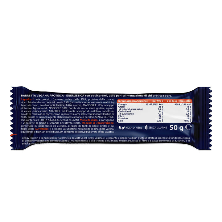 Veggy Protein Sport. 27% di proteine, 100% vegetale. Retro