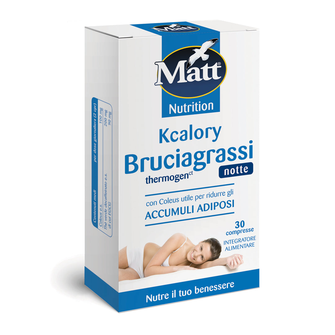 Matt. KCalory Bruciagrassi thermogen Notte. Riduce gli accumuli adiposi. Lato sinistro