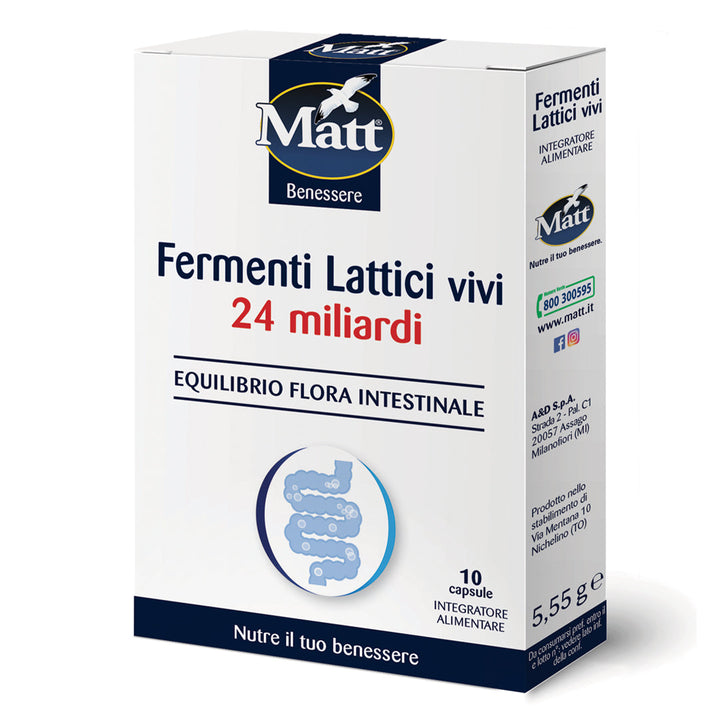 Integratore di fermenti Lattici vivi 24 Miliardi. Flora intestinale. Lato destro