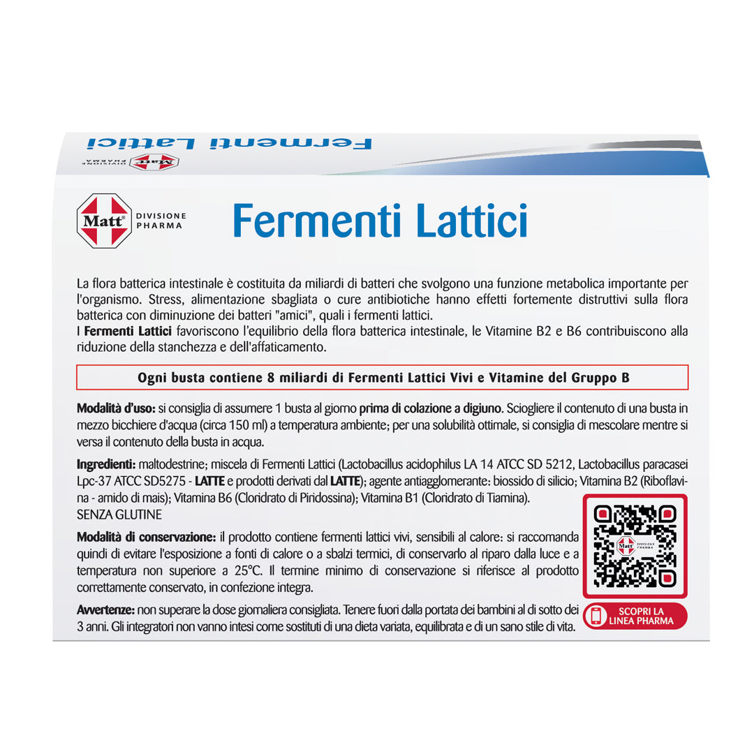 Fermenti Lattici Bustine. 8 miliardi di Fermenti Lattici Vivi. Retro