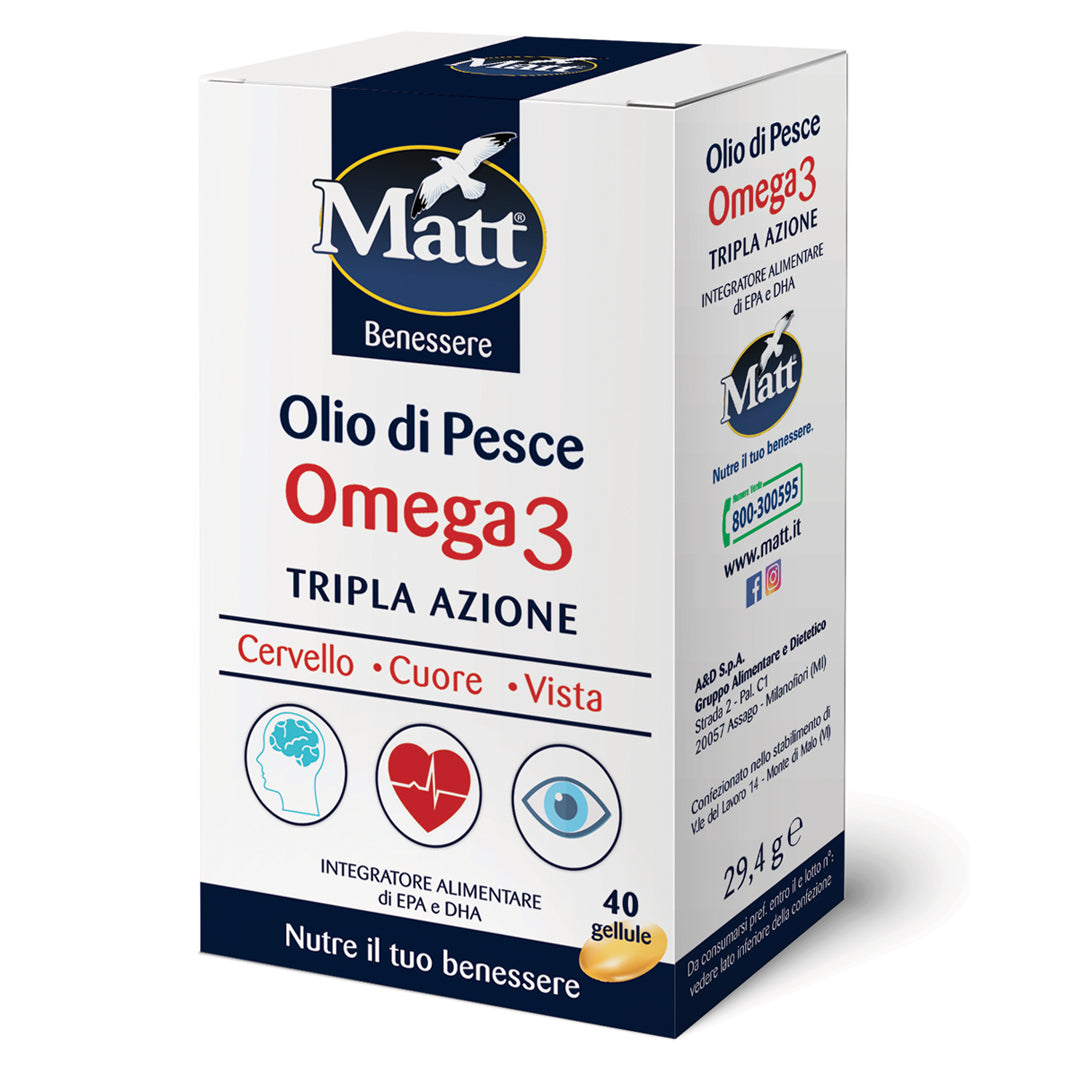 Olio di Pesce Omega 3. Pressione, funziona cardiaca e cerebrale. Lato Destro