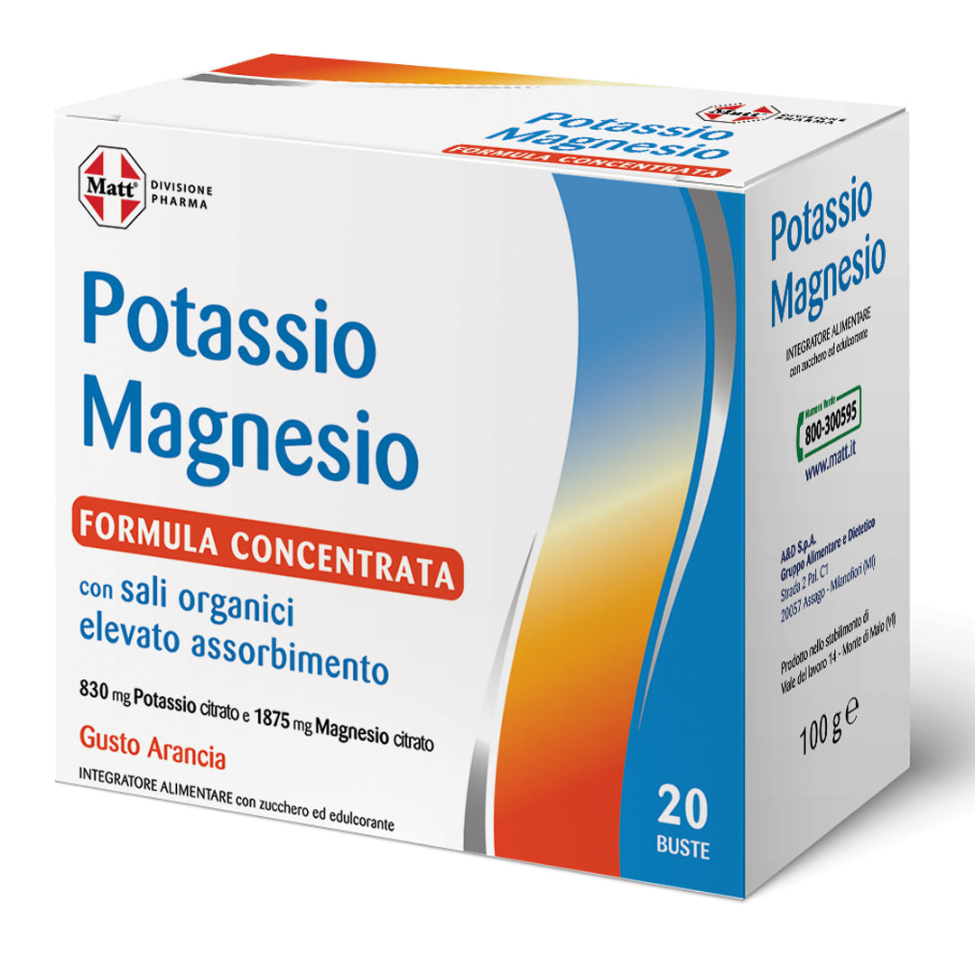 Integratore Potassio Magnesio formula concentrata. Scatola destra 