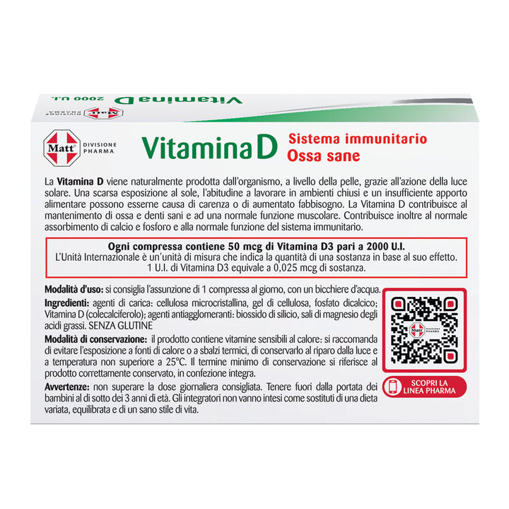 Vitamina D integratore per il sistema immunitario, ossa e denti sani. Retro