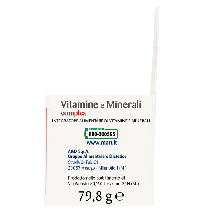 Vitamine e Minerali complex. Scatola lato