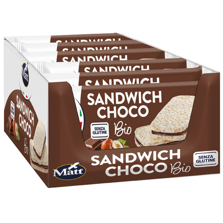 Box di Sandwich choco bio, gallette di riso ripiene di cioccolato