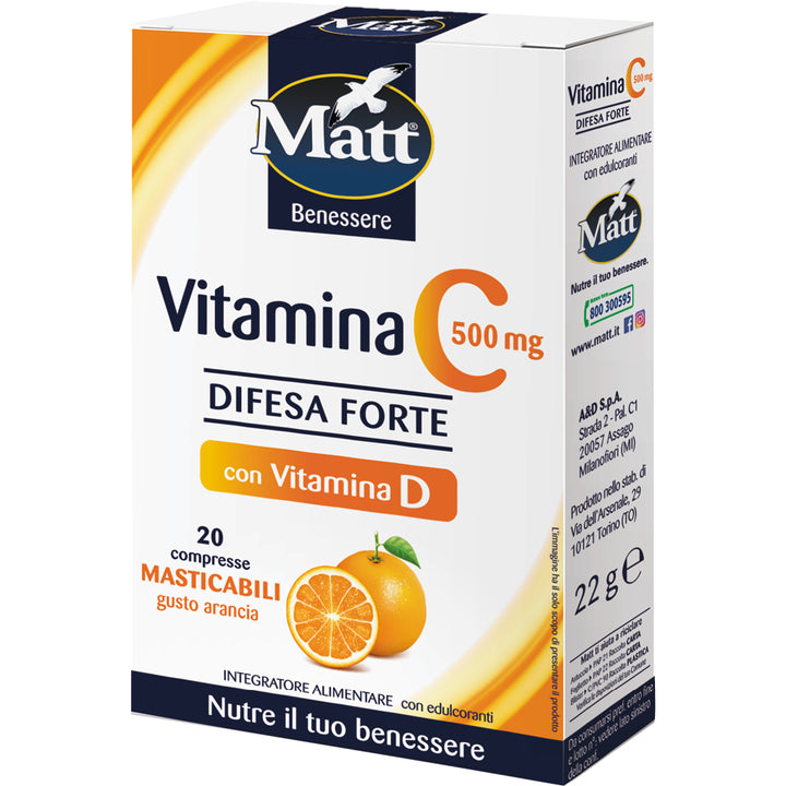 Integratore Vitamina C 500 Difesa Forte. Sistema immunitario. Lato destro