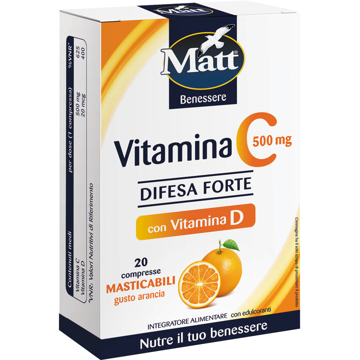 Integratore Vitamina C 500 Difesa Forte. Sistema immunitario. Lato sinistro